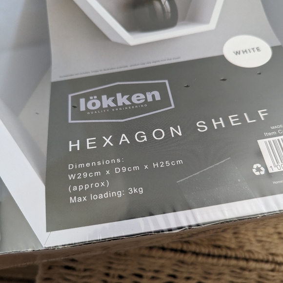 For buyer - Lökken Wooden Hexagon Shelf, in White, Sealed - Picture 3 of 3